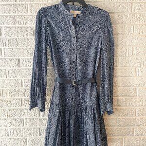 Michael Michael Kors Midnight Blue Paisley Belted Shirtdress